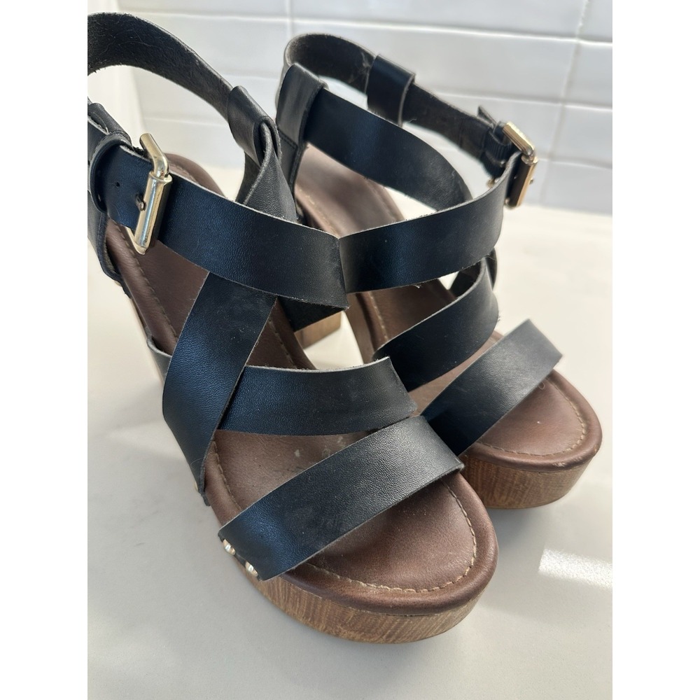 Chunky Women's y2k Wood Sandals Heels Size 7.5